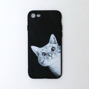 iPhone 8 black cat phone case Apple silicone soft shell printed cute funny